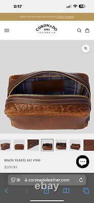 Bnwt Coronado Leather Shrunken American Bison/horween Dopp Kit/billfold Set