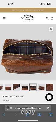 Bnwt Coronado Leather Shrunken American Bison/horween Dopp Kit/billfold Set