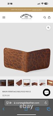 Bnwt Coronado Leather Shrunken American Bison/horween Dopp Kit/billfold Set