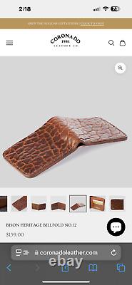 Bnwt Coronado Leather Shrunken American Bison/horween Dopp Kit/billfold Set