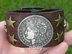 Bracelet Bison leather various dates Morgan one dollar coin nice gift him her