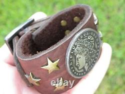 Bracelet Bison leather various dates Morgan one dollar coin nice gift him her