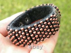 Bracelet authentic ancient star of David Jewish coin cuff Bison leather beads