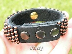 Bracelet authentic ancient star of David Jewish coin cuff Bison leather beads