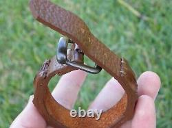 Bracelet cuff genuine Alligator horn Bison leather brown adjustable 6.5 to 7.5