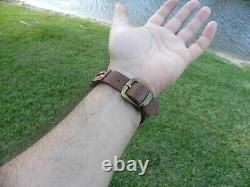 Bracelet cuff genuine Alligator horn Bison leather brown adjustable 6.5 to 7.5