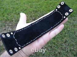 Bracelet cuff genuine black Alligator Crocodile Bison leather customize size