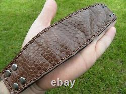 Bracelet cuff genuine brown Alligator Crocodile Bison leather for 7 inches size