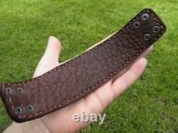 Bracelet cuff genuine brown Alligator Crocodile Bison leather for 7 inches size