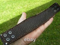 Bracelet cuff genuine dark brown Alligator Crocodile Bison leather for 8 wrist