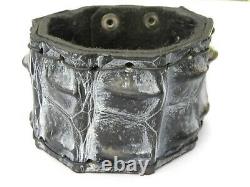 Bracelet cuff genuine rustic black Alligator horn Bison leather for 7.5 wrist