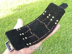 Bracelet cuff wide genuine Alligator and Bison leather adjustable 6.5 wrist