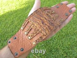 Bracelet cuff wide genuine Alligator and Buffalo Bison leather customize size