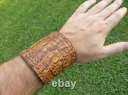 Bracelet cuff wide genuine Alligator and Buffalo Bison leather customize size