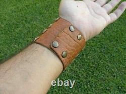 Bracelet cuff wide genuine Alligator and Buffalo Bison leather customize size