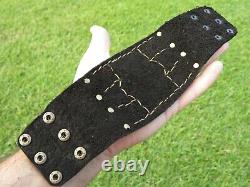 Bracelet cuff wide genuine Alligator and Buffalo Bison leather for 8 inches size