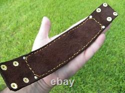 Bracelet for 8 inch wrist size Crocodile Alligator Bison brown gold color cuff