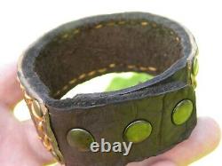 Bracelet genuine Crocodile Alligator Bison brown gold color cuff customize size