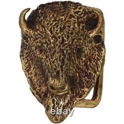Brass Buffalo Bison Handmade Native American Western 80s Vintage Belt Buckle
