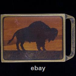 Brass Tech Ether Guild Buffalo Bison Cowboy Hippie 1970s Vintage Belt Buckle