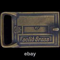 Brass Tech Ether Guild Buffalo Bison Cowboy Hippie 1970s Vintage Belt Buckle