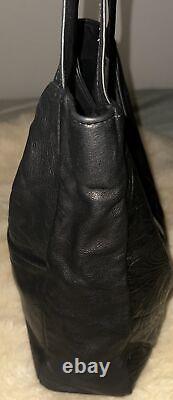 Breezy Mountain BLACK BISON LEATHER EMBOSSED STONE TOTE TURQ. STONE INLAY $325