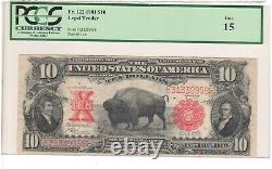 Bright Beautiful Bison Note $10 1901 Legal Tender Fr122 PCGS 15 FINE (L@@K)