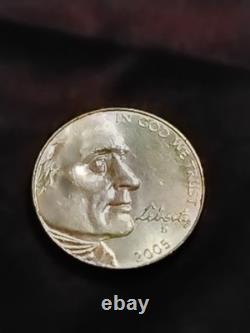 Brilliant Uncirculated 2005-D Jefferson Bison Nickel with minor flaws
