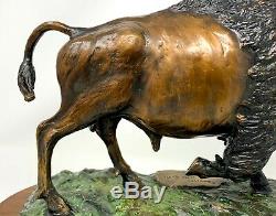 Bronze Sculpture 1992 16/50 America Bison Carl Wagner WStand 11 in Weighs 40 lbs