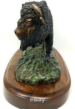 Bronze Sculpture 1992 16/50 America Bison Carl Wagner WStand 11 in Weighs 40 lbs