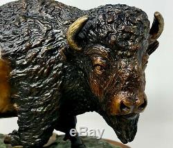 Bronze Sculpture 1992 16/50 America Bison Carl Wagner WStand 11 in Weighs 40 lbs