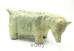 Brutalist Studio Pottery Bison Bull Sculpture Signed Cruz Vintage Abstract MCM