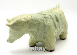 Brutalist Studio Pottery Bison Bull Sculpture Signed Cruz Vintage Abstract MCM