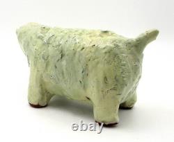 Brutalist Studio Pottery Bison Bull Sculpture Signed Cruz Vintage Abstract MCM