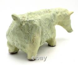 Brutalist Studio Pottery Bison Bull Sculpture Signed Cruz Vintage Abstract MCM