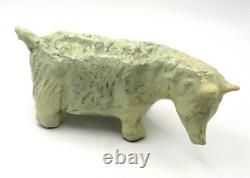 Brutalist Studio Pottery Bison Bull Sculpture Signed Cruz Vintage Abstract MCM