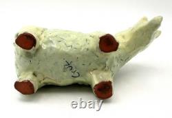 Brutalist Studio Pottery Bison Bull Sculpture Signed Cruz Vintage Abstract MCM