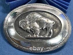 Buffalo BISON 0.925 sterling silver 3 1/4 ANTIQUE belt buckle Tom Bahe NAVAJO