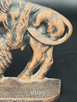 Buffalo Bison Bookends Western American Cast Iron Art Statue Sculpture Vintage