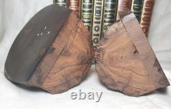 Buffalo Bison Head 5 Tall Carved Dark Brown Solid Wood Bookends 2 Piece Set