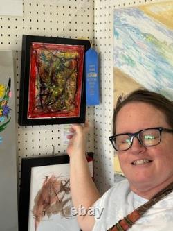 Buffalo/Bison OOAk Figurative Folk Art 14x11 Expressionism Abstract on canvas