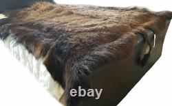 Buffalo Hide Rug,'Large' Premium Winter Coat Tanned Bison Rug, Made In The USA