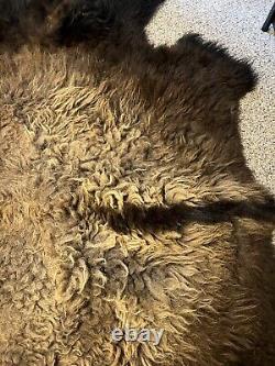 Buffalo Hide Rug,'Large' Premium Winter Coat Tanned Bison Rug, Made In The USA