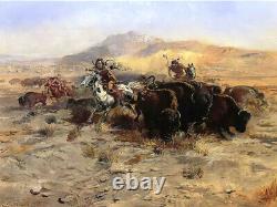 Buffalo Hunt by Charles M Russell Western Giclee Art Print + Ships Free
