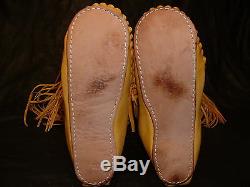 Buffalo Men's 11 Gold Knee High Moccasins indian Leather Bison Hide Leather