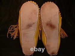 Buffalo Men's 9 Gold Knee High Moccasins indian Leather Bison Hide Leather