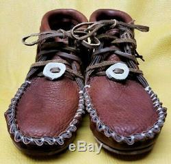 Buffalo Men's Size 10 Moccasins Tobacco Brown Pawnee Style indian Bison Leather
