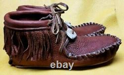 Buffalo Men's Size 11 Moccasins Tobacco Brown Pawnee Style indian Bison Leather