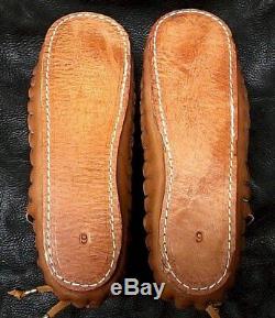 Buffalo Men's size 10 Moccasins Tobacco Brown indian Leather Bison Pueblo Style