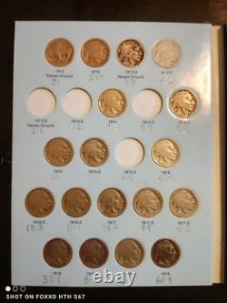 Buffalo Nickels Collection in Folder / Book, 57 Buffalo Coins, missing 7
